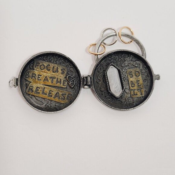 Triple Moon Mantra Locket with Clear Quartz for Meditation/Intention - Picture 8 of 8